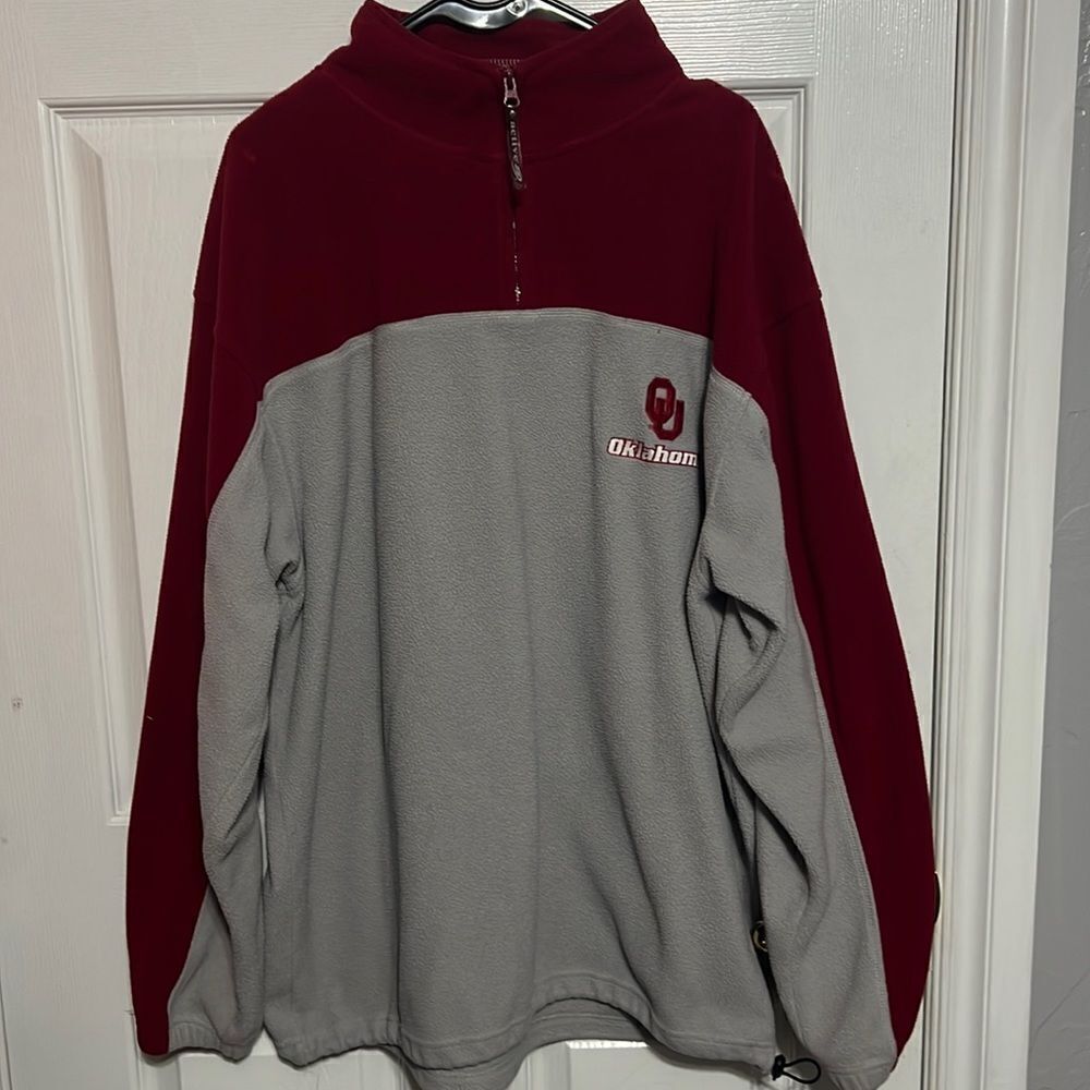 🔥🔥 OKLAHOMA OU SOONERS‎ 1/4 ZIP Fleece Pullover Sweatshirt Jacket - EUC - XL